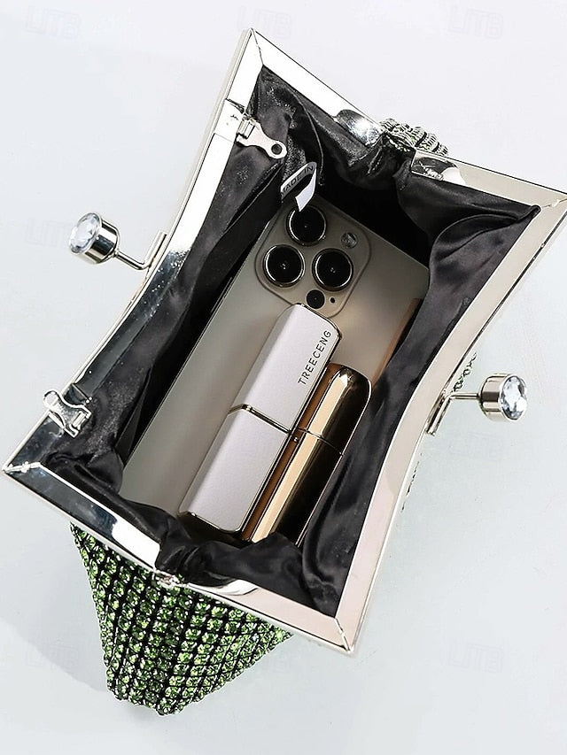 Rhinestone Purse Green – Vintage Sage Clutch Women's