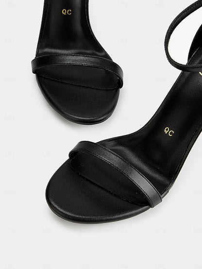 Strap Sandals Open-Toe Ankle Elegant Stiletto for - Women Black