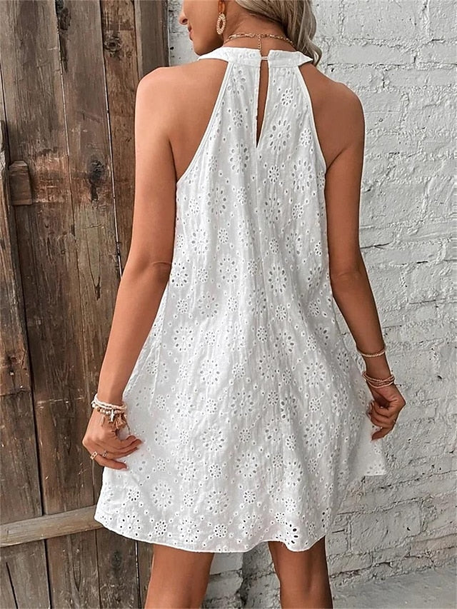 Women's Mini Dress White Dress Lace Dress Casual Dress Boho