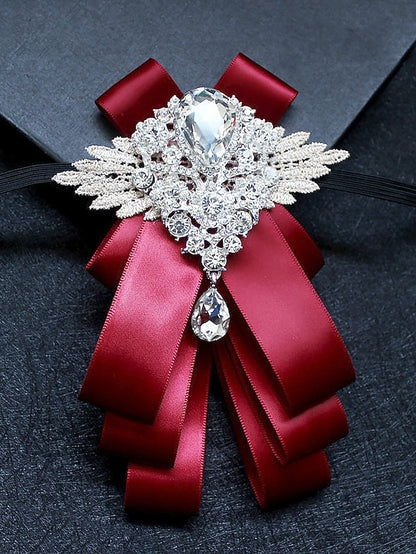 Crystal Men's Tie Brooch Ribbon Pin Bow Elegant - Luxury