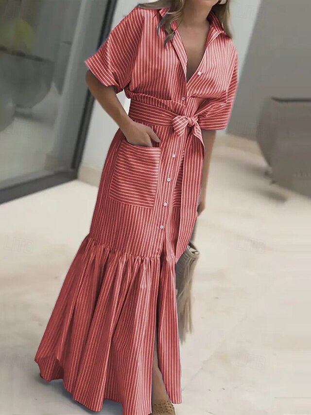 Women's Long Dress Maxi Dress Shirt Dress Modern Daily