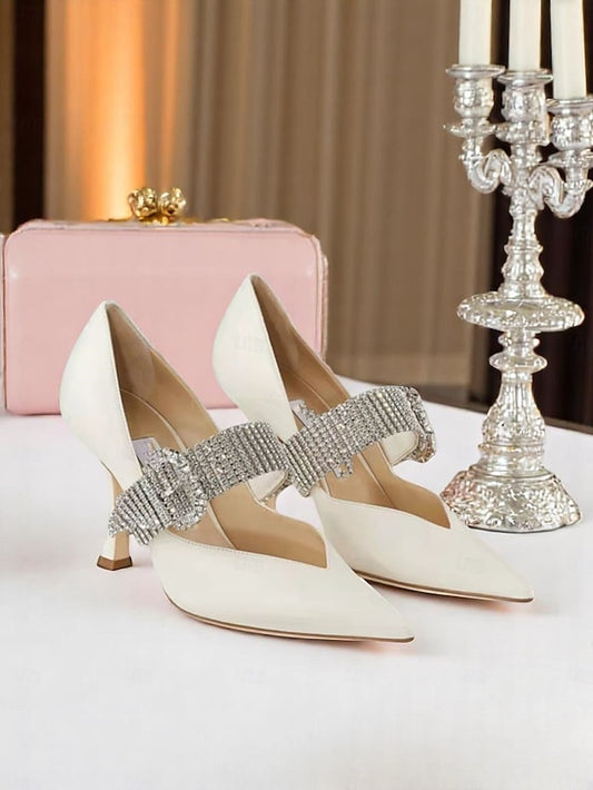 Slingback Women's Rhinestone-Embellished Pumps with