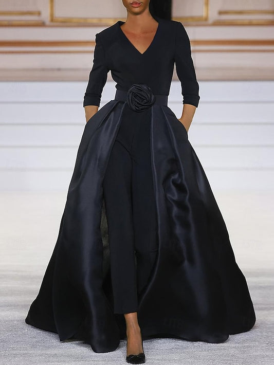 the of Bride Dress Mother Simple With Elegant Jumpsuit Overskirt