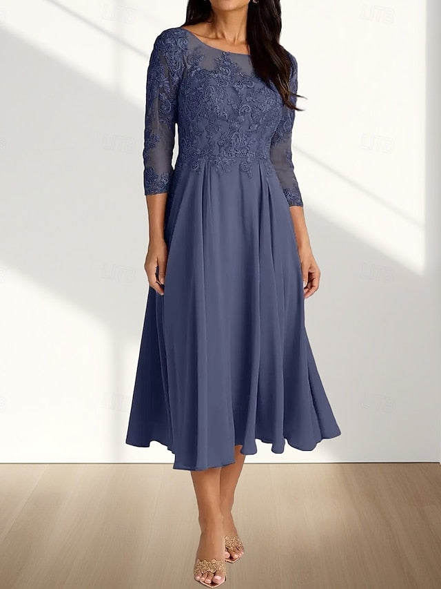 the A-Line Neck Mother Bride Elegant Dress Guest Wedding of Crew