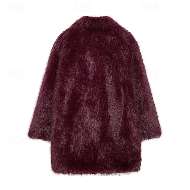 Women's Pocket Warm Fur Faux Furs Coat Comfortable