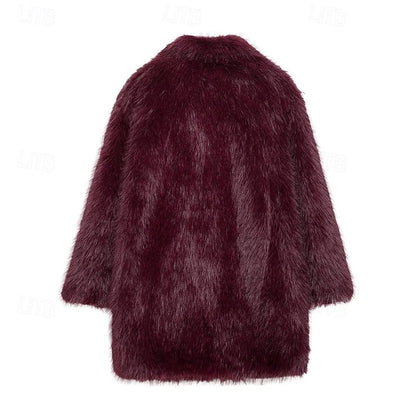 Women's Pocket Warm Fur Faux Furs Coat Comfortable