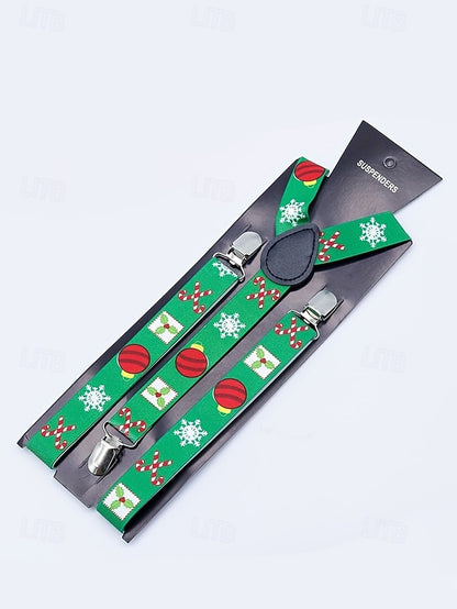 Snowman Suspenders Men's Christmas with