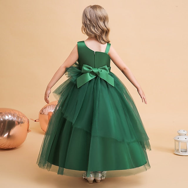 Sleeveless Formal Party Solid Girls' Kids Dress Color