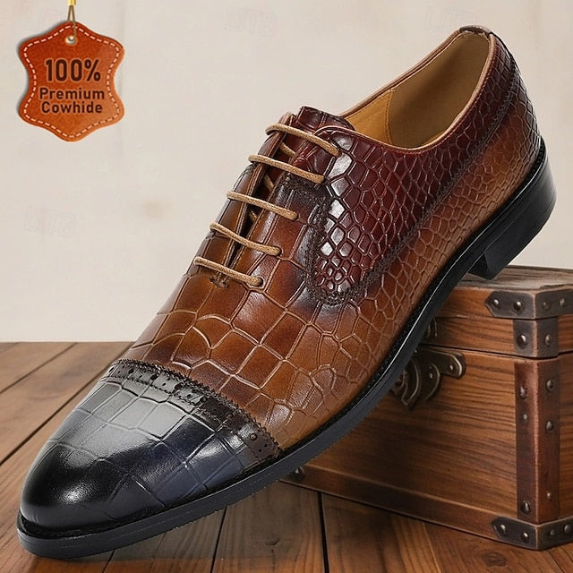Print Crocodile Oxford – Men’s Genuine Leather Shoes Elegant