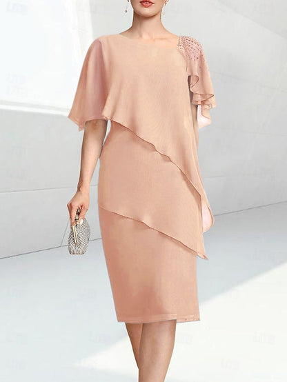 Bride Elegant Sheath Mother of Dress the Jewel Beach Wedding