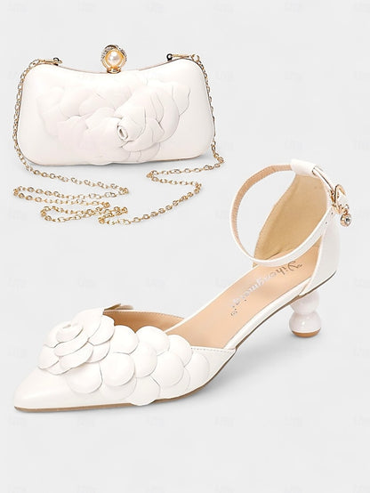 Shoes Floral-Embellished Matching Bridal White – Clutch with