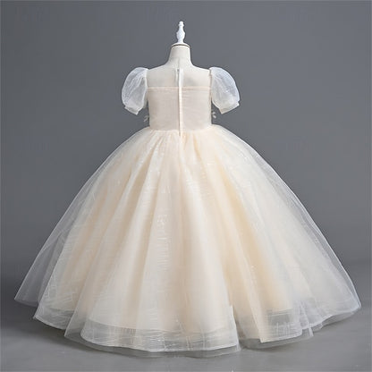 Party Girl Flower Kids Dress Girls' Solid Color