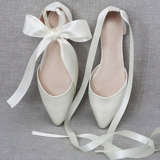 Tie – Flats Satin Comfortable Women's Ballet Ribbon