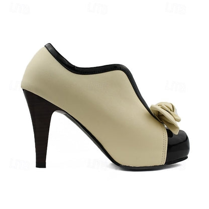 Ankle with Boots Women's Heeled Two-Tone Bow-Embellished