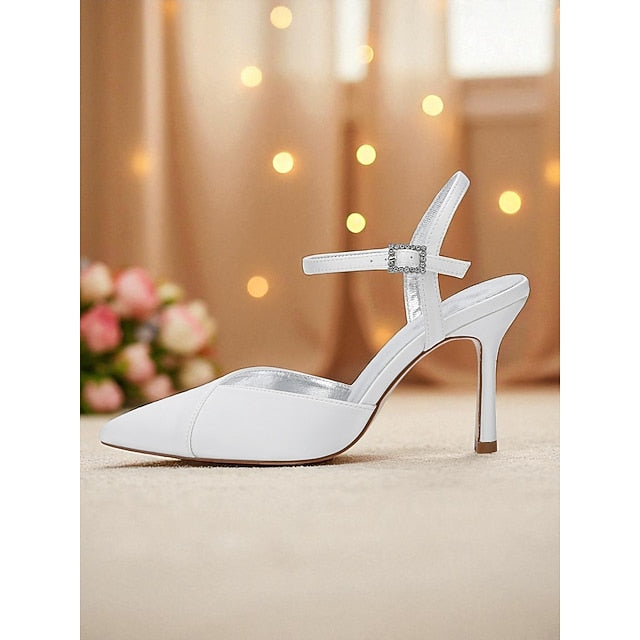 Strap Ankle - Women's with Green Satin Stiletto Heels