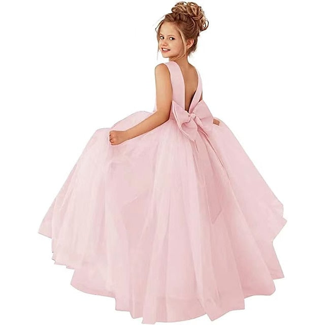 Flower Kids Color Girl Dress Girls' Solid Party