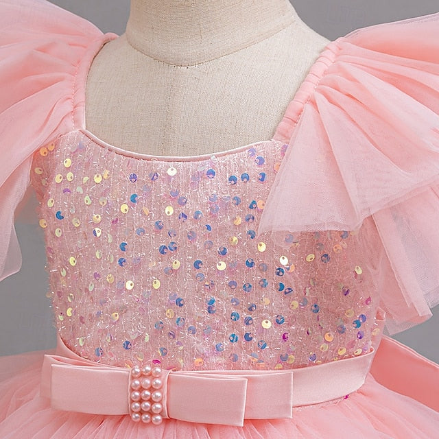 Dress Sleeveless Sequin Wedding Girls' Special Kids Party