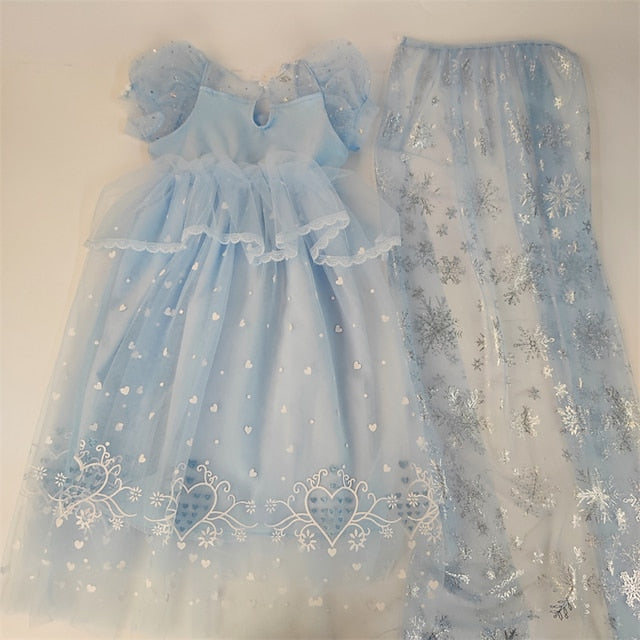 Cloak Dress Frozen Princess Cosplay Elsa Girl Flower