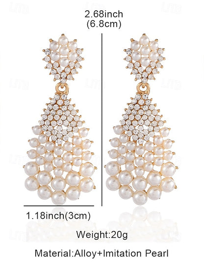 Elegant Rhinestone Faux Drop Pearl and Earrings Vintage –