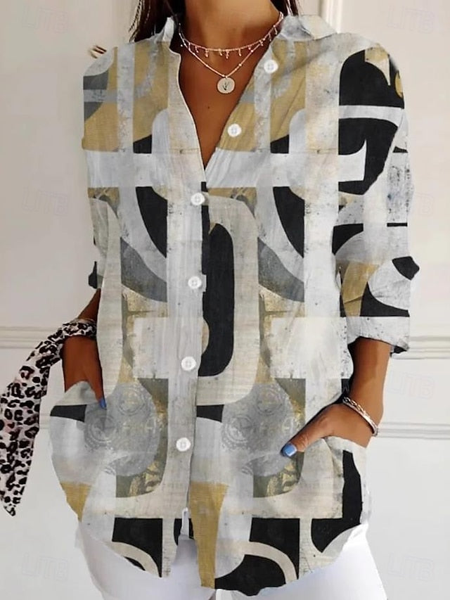 Women's Shirt Linen Like Breathable Lightweight Button Down