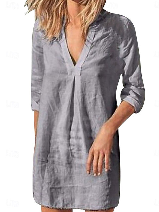 Women's Mini Dress Shift Dress Linen Casual Daily Regular
