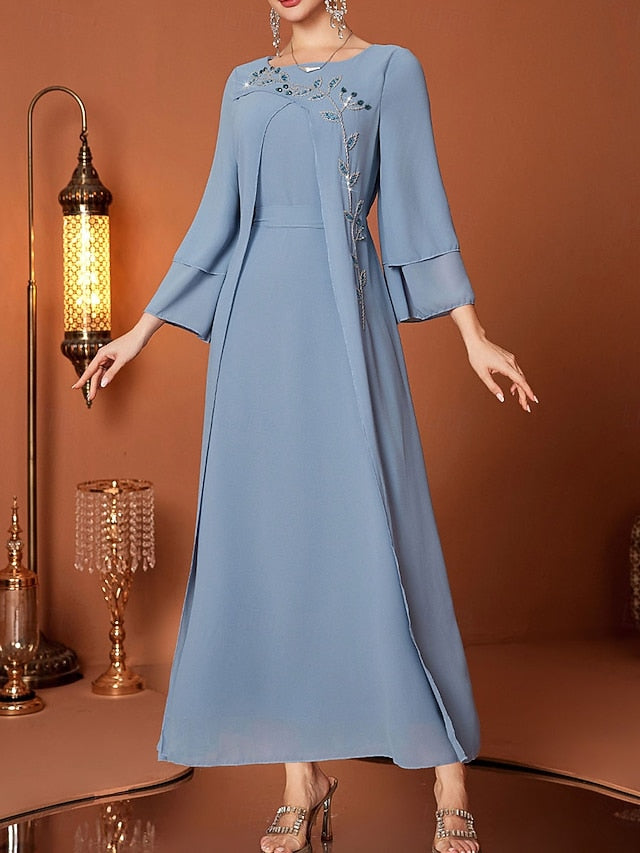 the Dress Floor Bride V of Length Elegant A-Line Mother Neck