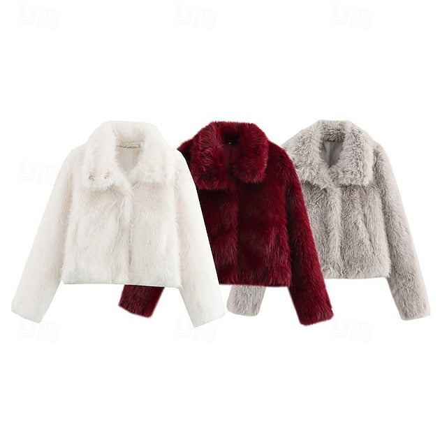 Furs Women's Faux Buttons Coat Warm Fur Comfortable