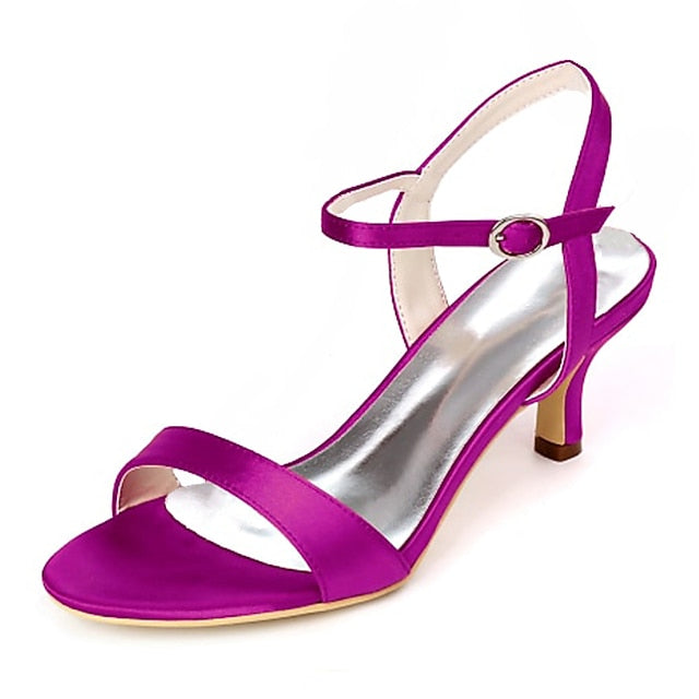 Gold Wedding Adjustable Women's Satin Ankle Heels with