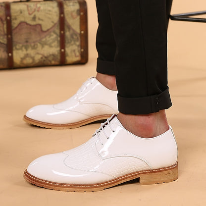 Leather Patent Oxford Crocodile White Shoes Men's
