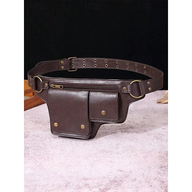 Utility Bag mit Vintage Gürtel Damen Leder Kunstleder