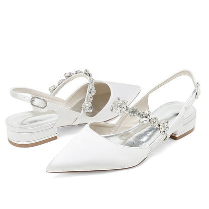 Crystal Women's Wedding Heel Bridal Flat Shoes