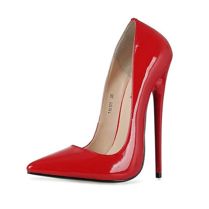 Leather Stiletto Patent Women's Heels Sexy Black - High