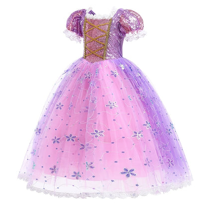 Flower Dress Girl Cloak Rapunzel Princess Cosplay