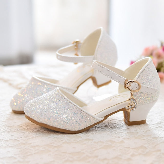 Rubber Little PU Glitters Girls' Heels Shoes Party Princess
