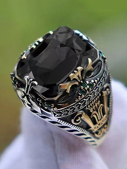 Gemstone Ring Alloy Men's