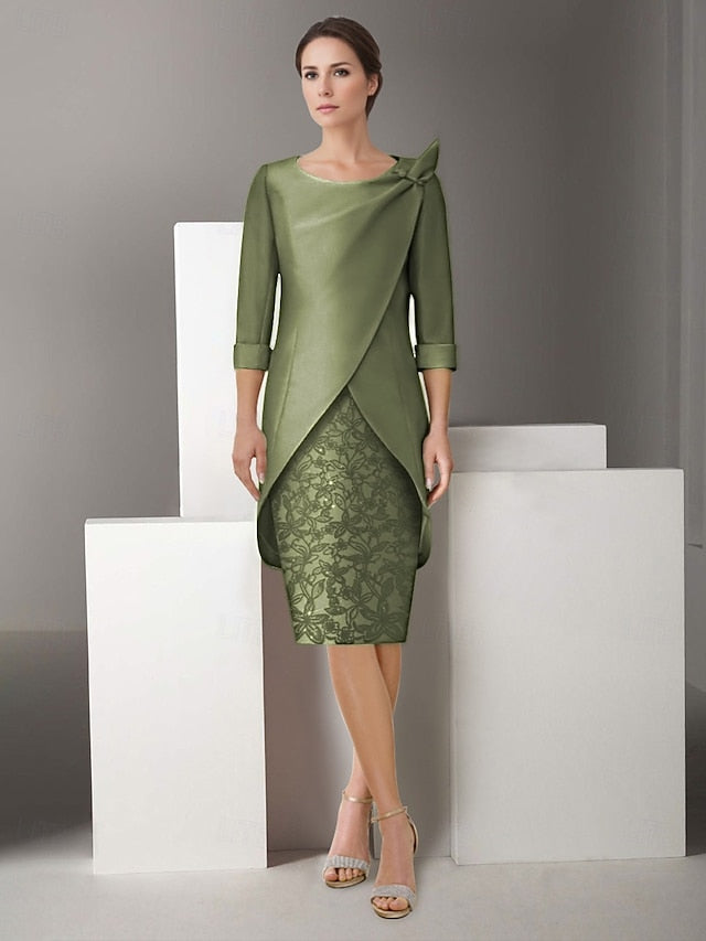 Piece of the Two Sheath Mother Jacket Dress Embroidered Suit