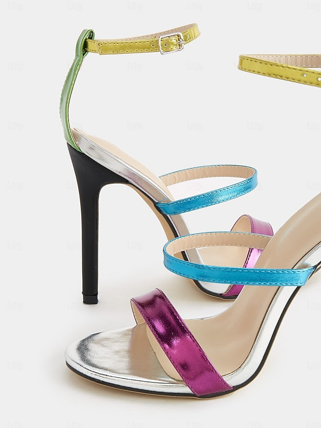 Heels Vibrant Multi-Color Metallic Stiletto – Women's