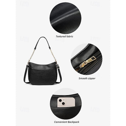 Sac bandoulière en cuir pour femme avec chaîne marron et doré
