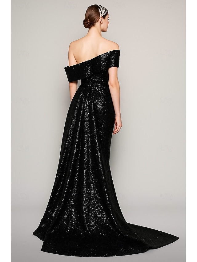 Carnival Black Blue Dress A-Line Gown Evening Sequined Elegant