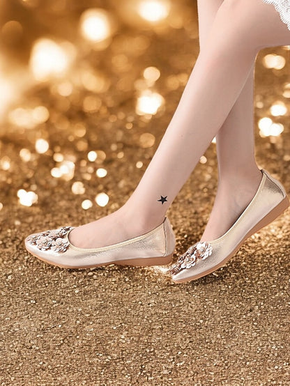 Comfortable Women's Foldable – Floral Flats Embellished