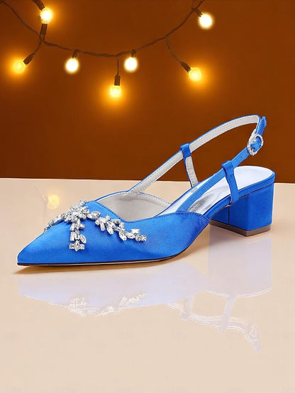 Women's Satin Heels Slingback Black