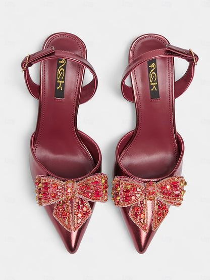 Pointed Gold Slingback - Metallic Toe High Women's Pumps