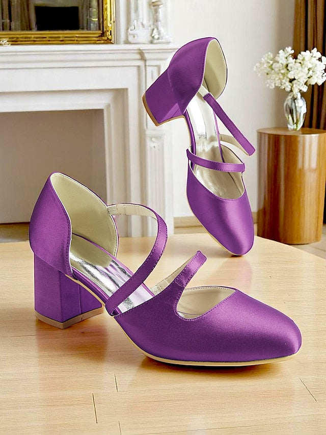 Mary Jane Satin Women's Green – Elegant 1950s Heels Block