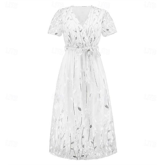 Neck Elegant Bride V Mother Sequin Dress the A-Line of