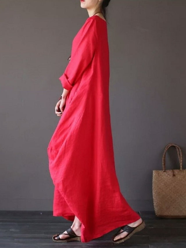 Women's Black White Red Summer Spring Fall Maxi long Dress