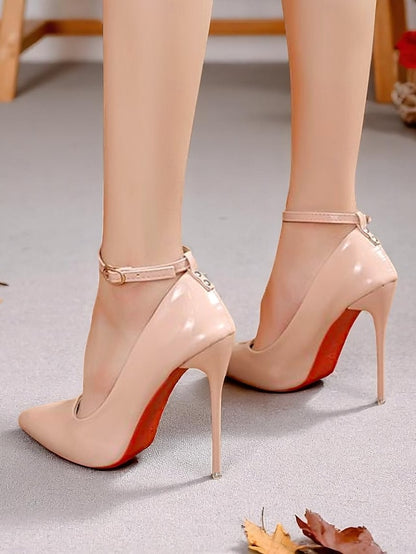Stiletto Ankle Heels with Leather Women's Patent Black