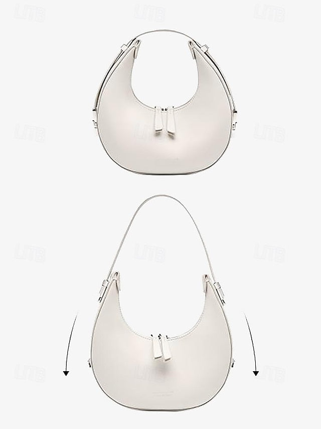 Elegant Ivory with Crescent Bag Hobo Silver - Hardware Sleek