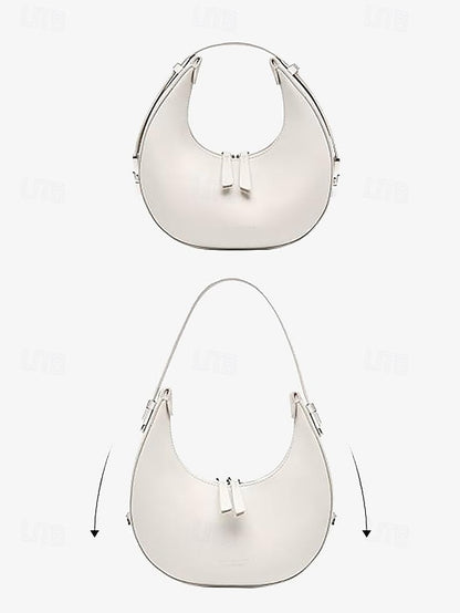 Elegant Ivory with Crescent Bag Hobo Silver - Hardware Sleek