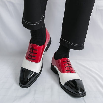Patent – Red Oxford Men's and White Shoes Leather