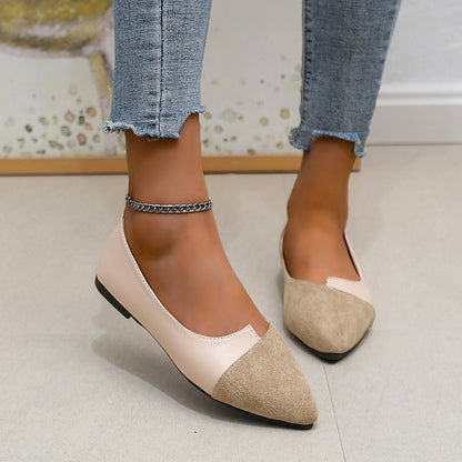 Two-Tone Elegant Slip-On Toe Pointed Women's Flats –